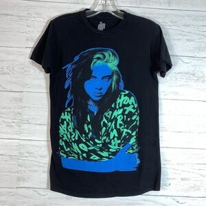 Billie Eilish 2021 Neon Portrait Womens small Short Sleeve Graphic T Shirt Music